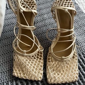 Bottega Veneta Ivory Mesh Heels